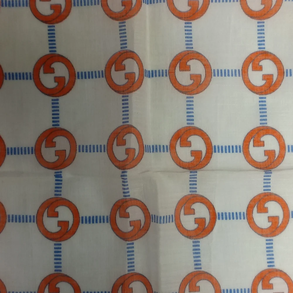 ❤️VINTAGE GUCCI GG LOGO ORANGE / BLUE COTTON POCKET SQUARE / BANDANA SCARF